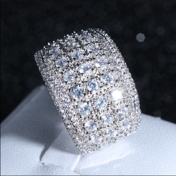 NEW WIDE PAVE BAND 925 STERLING SILVER RING, CUTE RING, SHINY RING. - Picture 4 of 7